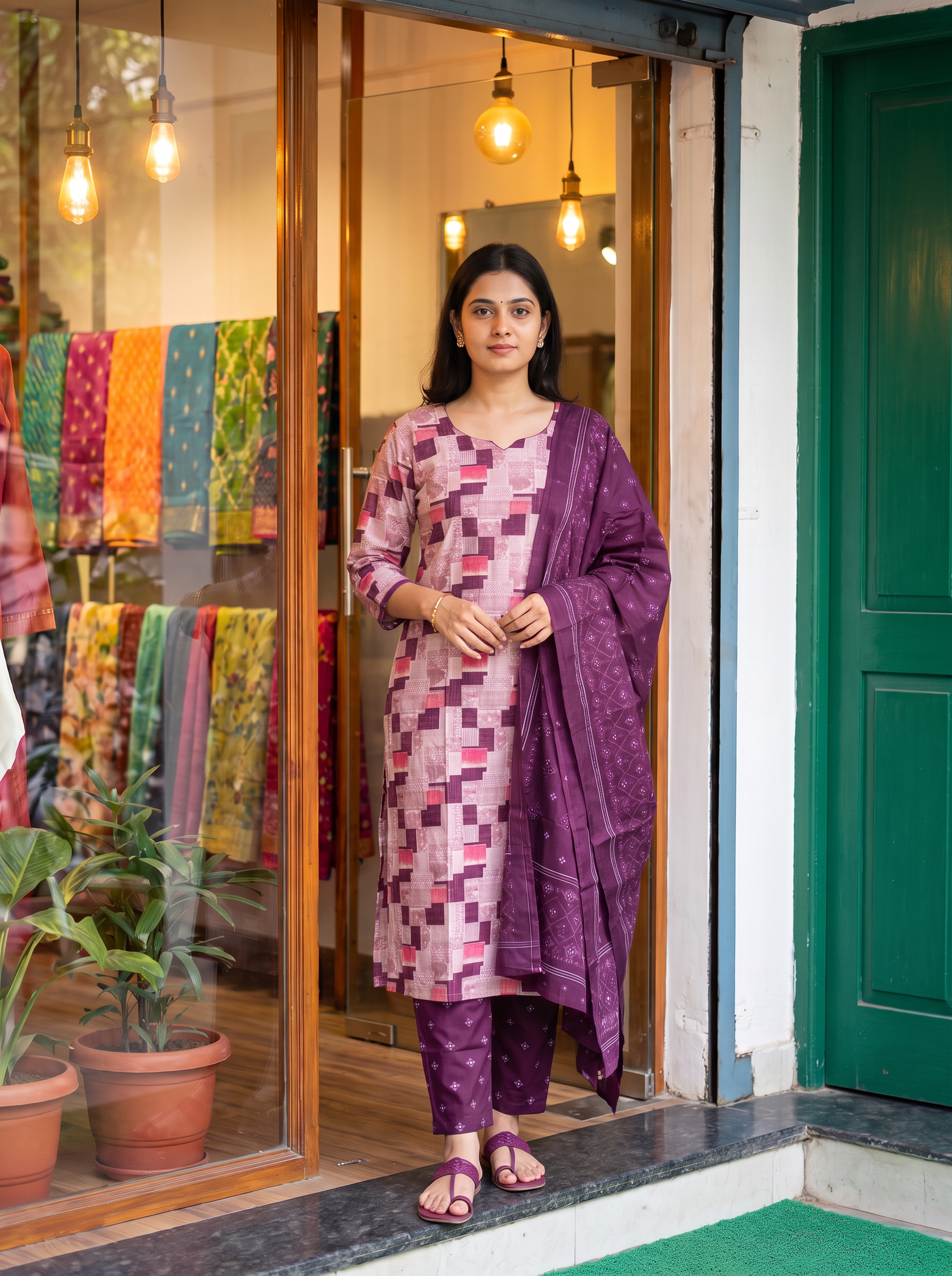 1789662273336_3_image_a18fa787-85fb-4052-a4ef-2a5db981390e.jpg Pink & Purple Printed 3-Piece Kurta Pant Set with Dupatta - Image 1