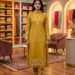 Mustard Yellow Embroidered 3-Piece Kurta Pant Set with Dupatta