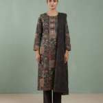 Black & Brown Printed 3-Piece Kurta Pant Set with Dupatta